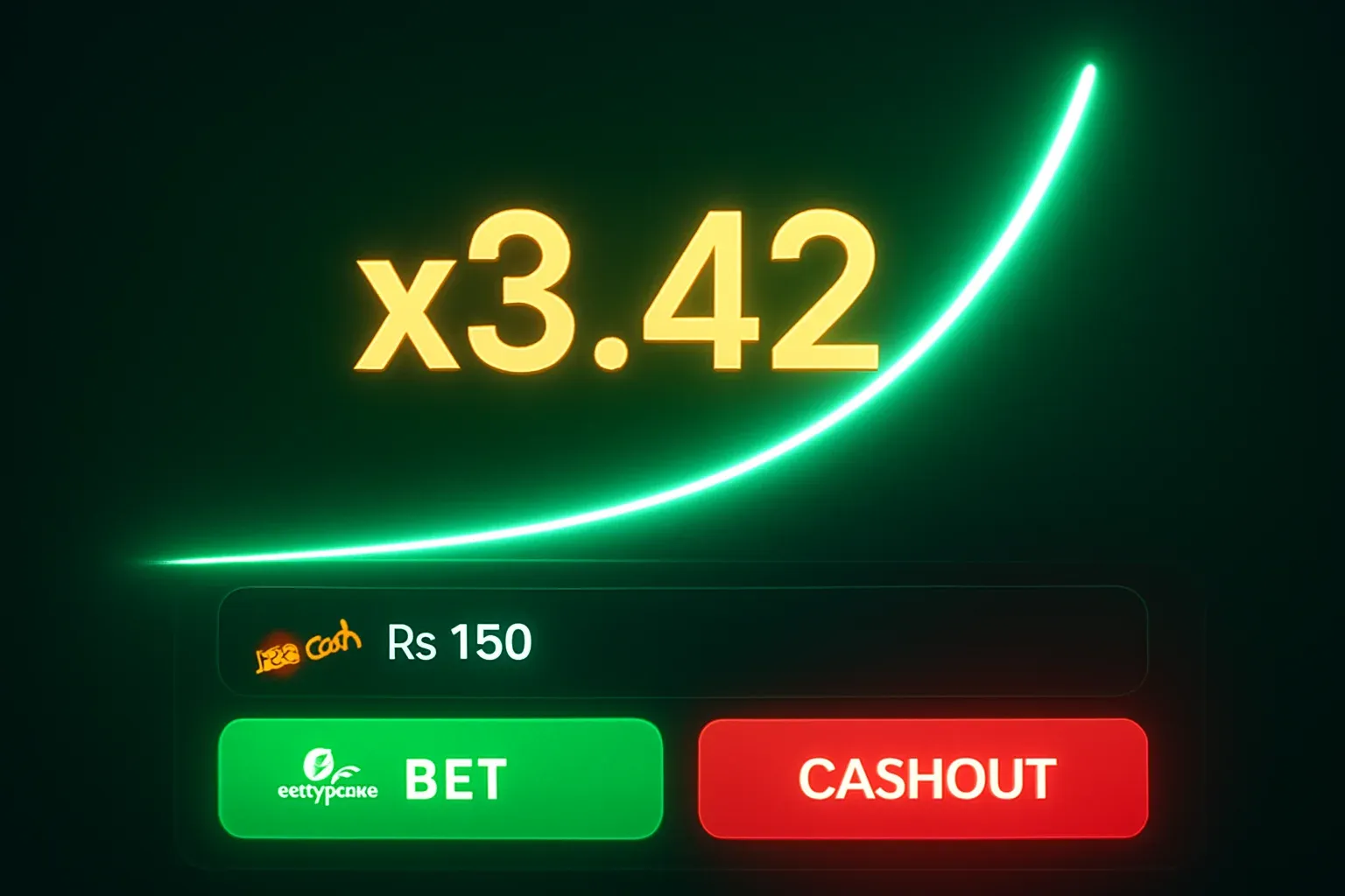 Aviator game UI with gold x3.42 multiplier and betting buttons